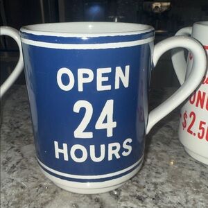 Kate Spade Blue 'Open 24 Hours' Mug